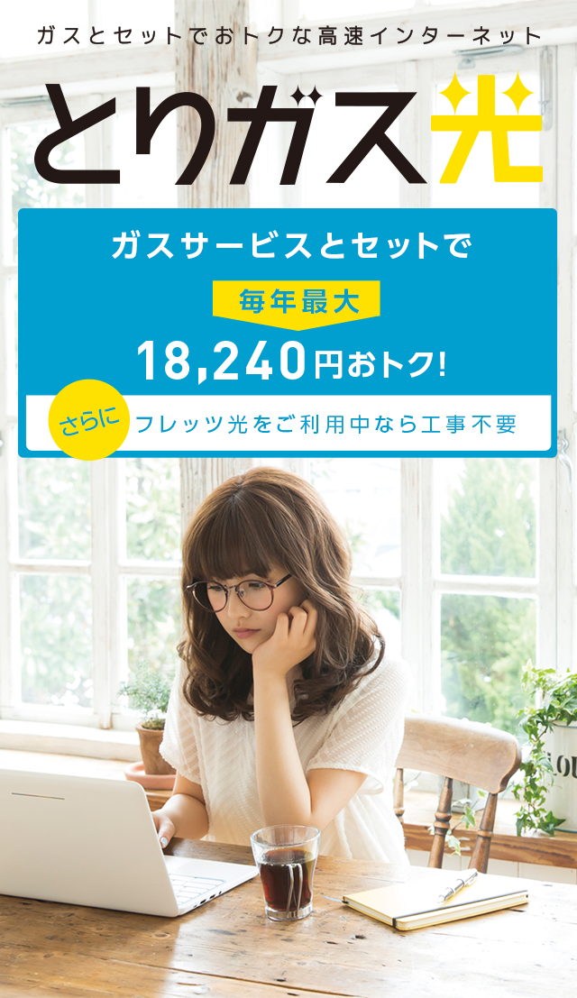 ガスとセットでおトクな高速インターネット とりガス光