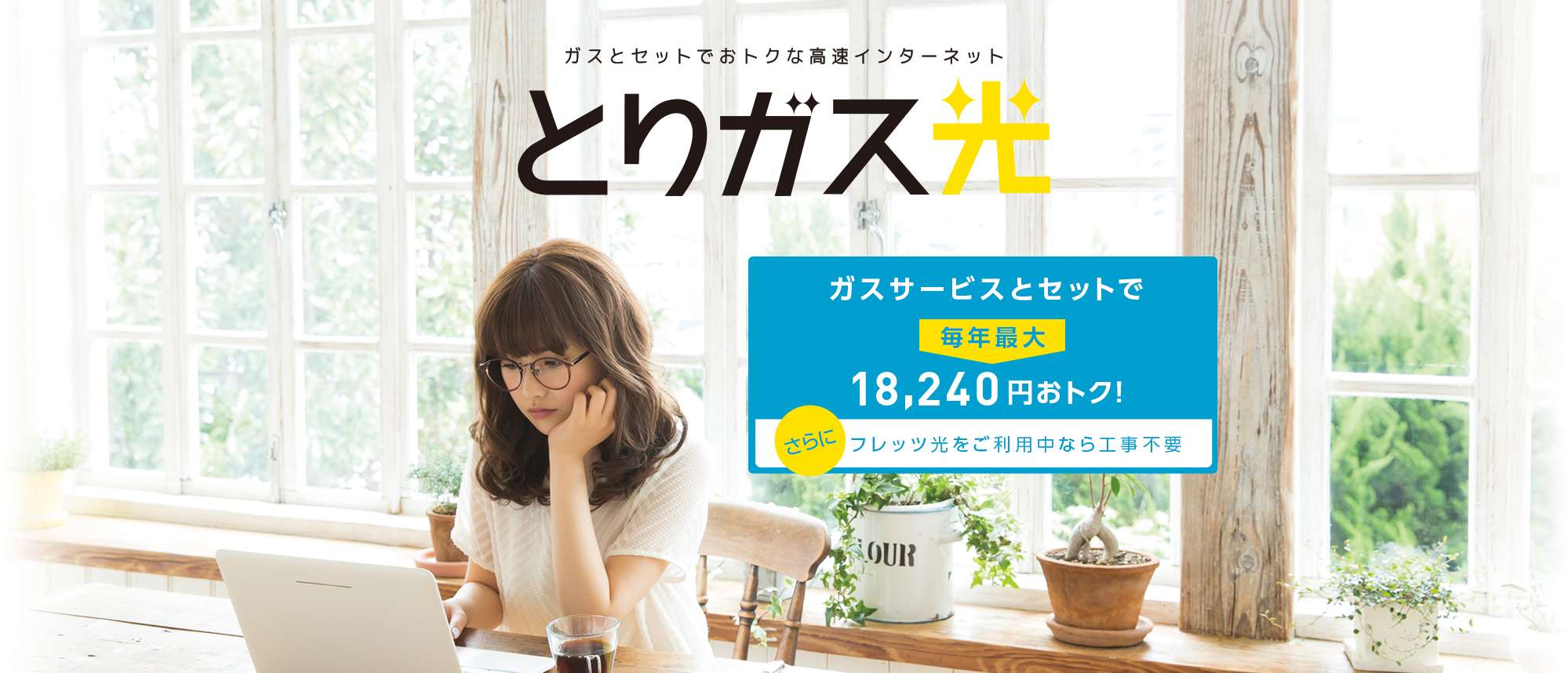 ガスとセットでおトクな高速インターネット とりガス光